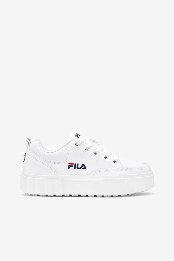 Tênis Fila Mulher Branco/Azul Marinho/Vermelhas - Fila Sandblast Creeper Outlet Portugal,YZUT-47982